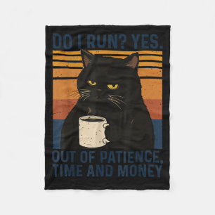 Funny Cat Meme Humour Black Cat Sarcastic Quote Me Fleece Blanket