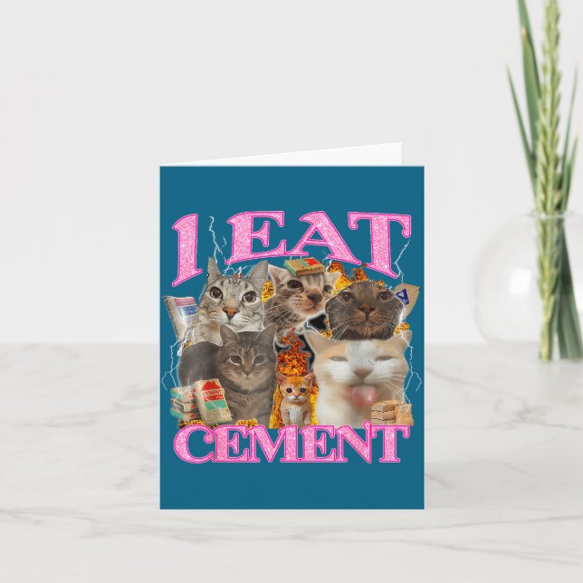 Funny Cat Meme I Eat Cement Japanese Quote Animal  Card (Front)