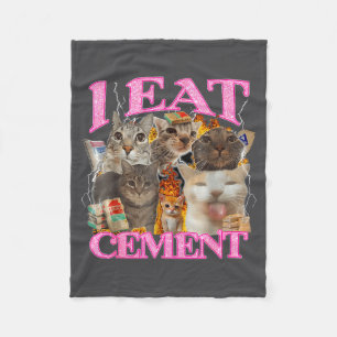 Funny Cat Meme I Eat Cement Japanese Quote Animal  Fleece Blanket