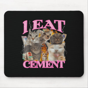 Funny Cat Meme I Eat Cement Japanese Quote Animal Mouse Mat