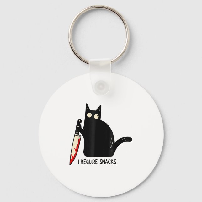 Funny Cat Meme I Require Snacks Design Men Women K Key Ring (Front)