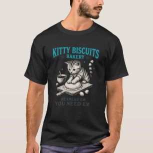 Funny Cat Meme Kitty Biscuits Bakery Vintage Art T-Shirt