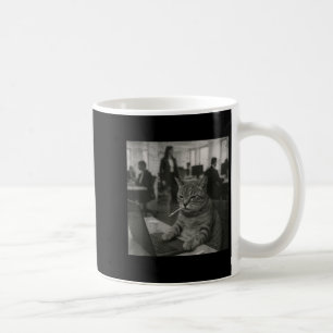 Funny Cat Meme Smoking Cigarette At Work Humour  Coffee Mug