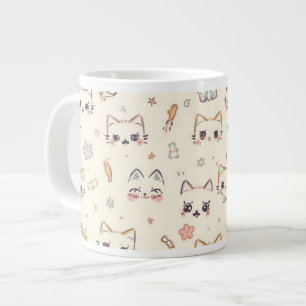 Funny Cat Meow Cartoon Pattern Large Coffee Mug