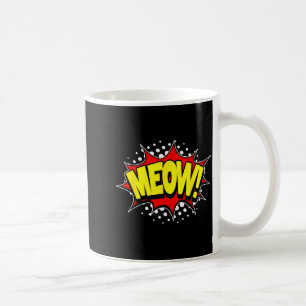 Funny cat meow! verb action word comic book style coffee mug