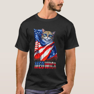 Funny Cat Meowica 4Th Of July Men Women Usa Flag M T-Shirt