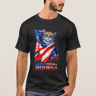 Funny Cat Meowica 4Th Of July Men Women Usa Flag M T-Shirt