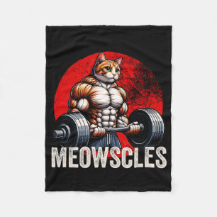 Funny Cat Meowscles Gym Weightlifting Cats Lovers  Fleece Blanket