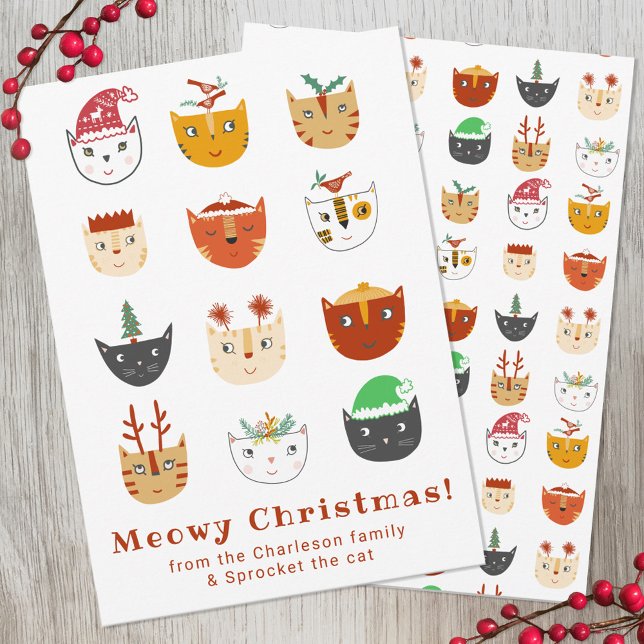 Funny Cat Meowy Christmas Holiday Card (Creator Uploaded)