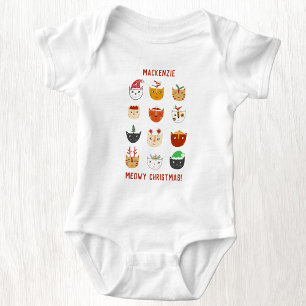 Funny Cat Meowy Christmas Personalized Baby Bodysuit