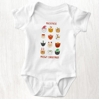 Funny Cat Meowy Christmas Personalized Baby Bodysuit