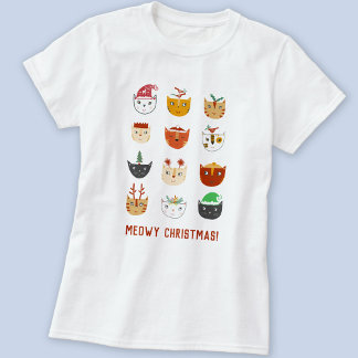 Funny Cat Meowy Christmas T-Shirt