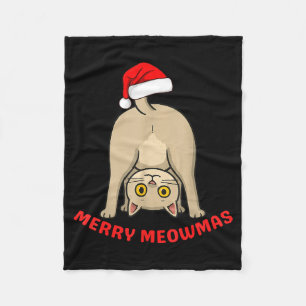 Funny Cat Merry Meowmas Xmas Lover Men Women Kids Fleece Blanket
