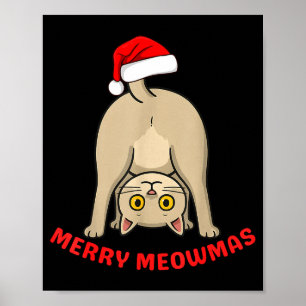 Funny Cat Merry Meowmas Xmas Lover Men Women Kids  Poster