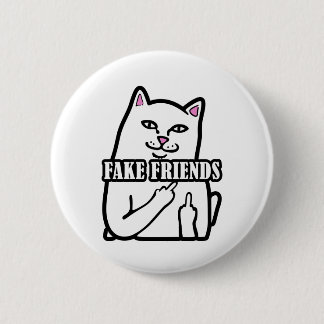 Funny Cat Middle Finger Fake Friends 6 Cm Round Badge
