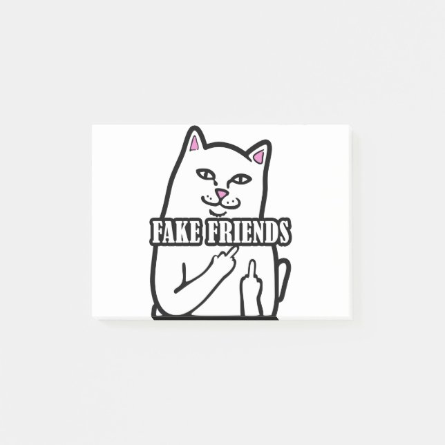 Funny Cat Middle Finger Fake Friends Post-it Notes (Front)
