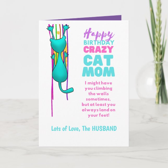 Funny CAT MOM Birthday Wife From The Husband Card (Front)