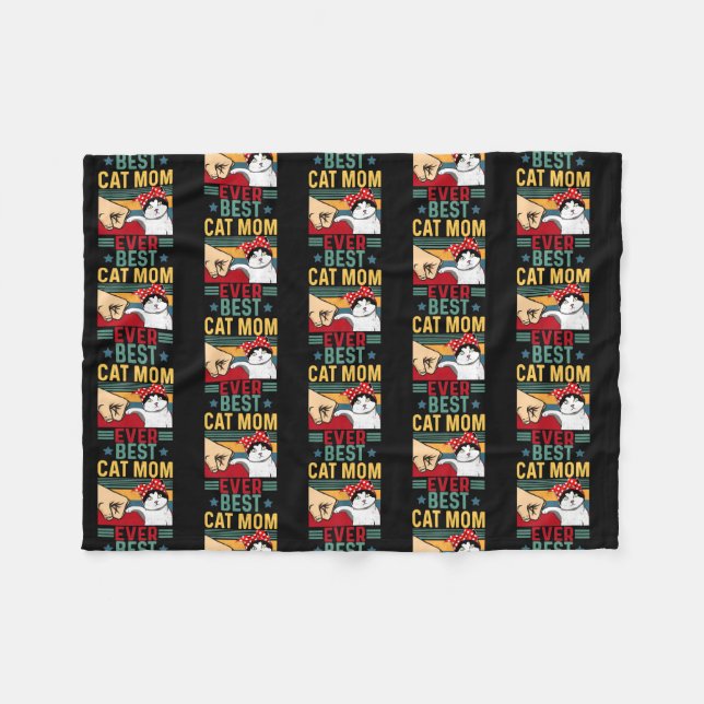 Funny Cat Mom for Cat Lovers Mothers Day Gifts Fleece Blanket (Front (Horizontal))