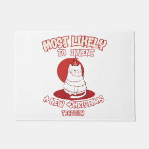 Funny Cat Most Likely To Invent a New Christmas Tr Doormat
