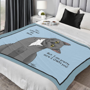 Funny Cat Mother’s Day Grey Cat Blue Fleece Blanket