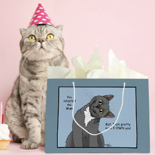 Funny Cat Mother’s Day Grey Cat Blue Large Gift Bag