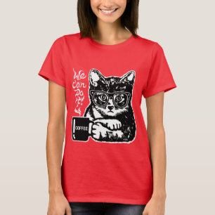 Funny cat motivated by coffee T-Shirt