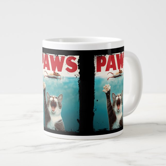 Funny Cat Mouse Parody PAWS Pet Lovers Cat Kitty Large Coffee Mug (Front Right)