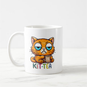 Funny Cat Mug, Kit-tea Pun Humour Gift Cup