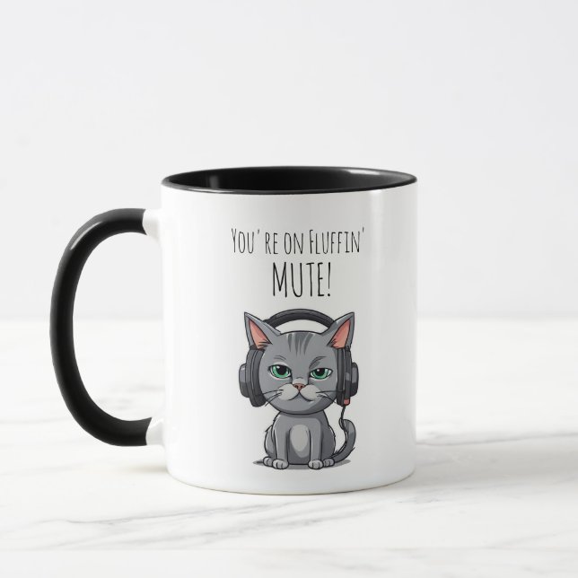 Funny Cat Mug - Work from Home - You're on Mute (Left)