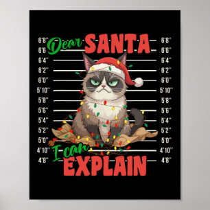 Funny Cat Mugshot Dear Santa I Can Explain Christm Poster
