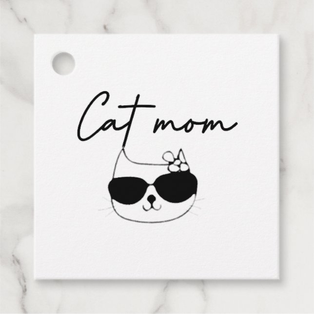 funny cat mum favour tags (Front)