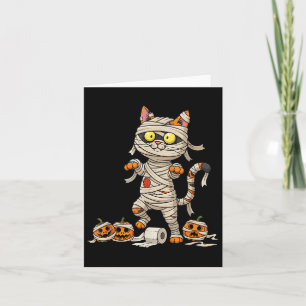 Funny Cat Mummy Pumpkin Halloween Kids Mens Womens Card