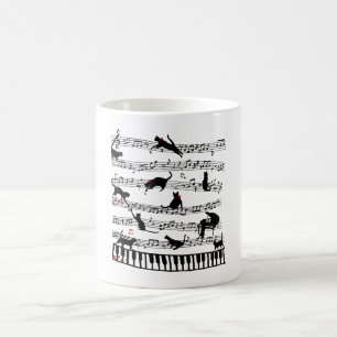 Funny Cat Music Note, Gift For Piano Player, Music Coffee Mug