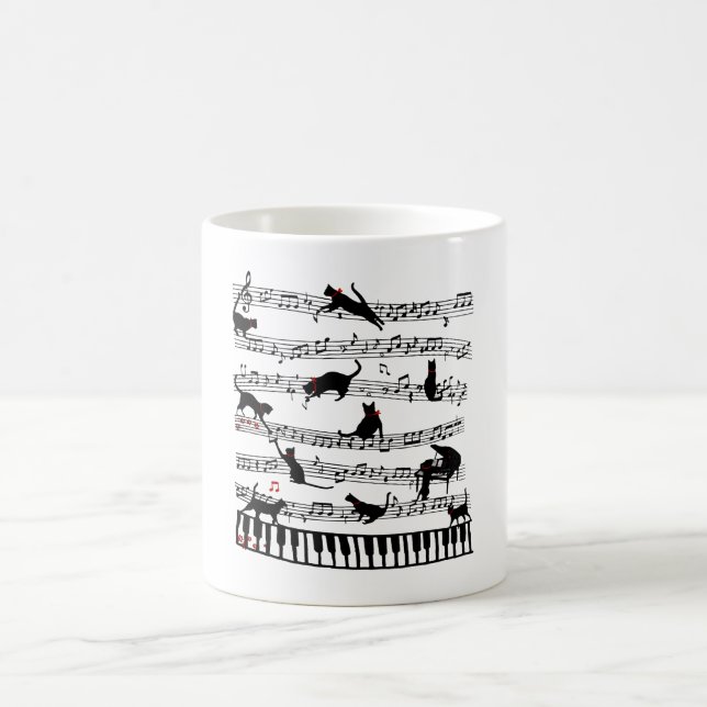 Funny Cat Music Note, Gift For Piano Player, Music Coffee Mug (Center)