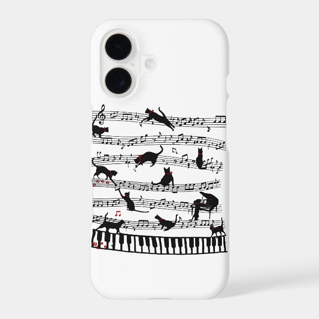 Funny Cat Music Note, Gift For Piano Player, Music iPhone Case (Back)