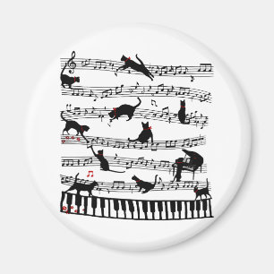 Funny Cat Music Note, Gift For Piano Player, Music Magnet