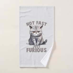 Funny Cat - Not Fast, Just Furious Bath Towel Set