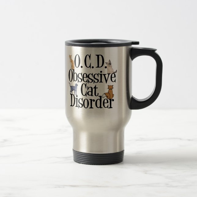Funny Cat Obsession Travel Mug (Right)