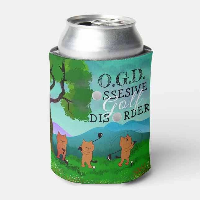 Funny Cat Obsessive Golf Disorder Can Cooler (Can Front)