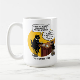 Funny Cat Office Humour Networking Event Meme Gift Coffee Mug