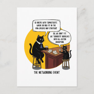 Funny Cat Office Humour Networking Event Meme Gift Postcard