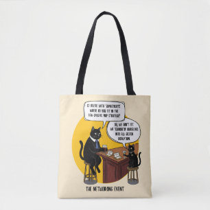 Funny Cat Office Humour Networking Event Meme Gift Tote Bag