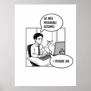 Funny Cat Office Work Humour Corporate Cartoon Poster