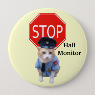 Funny Cat Officer/Hall Monitor 10 Cm Round Badge