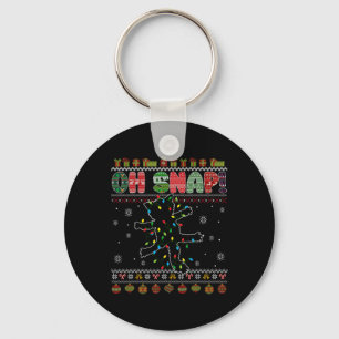 Funny Cat Oh Snap Ugly Christmas Sweater Pajamas X Key Ring