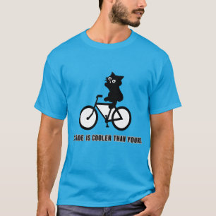 Funny Cat on Bike T-Shirt Cool Cycling Graphic T