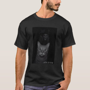 Funny Cat On Security Camera with Witch Halloween T-Shirt