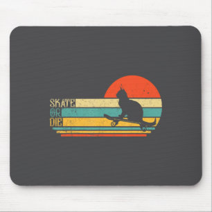 Funny Cat On Skateboard Retro Skateboarder Mouse Mat