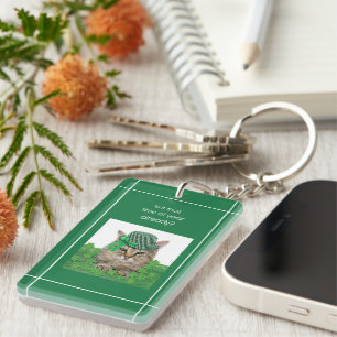 Funny Cat on St. Patrick’s Day Key Ring