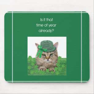 Funny Cat on St. Patrick’s Day Mouse Mat